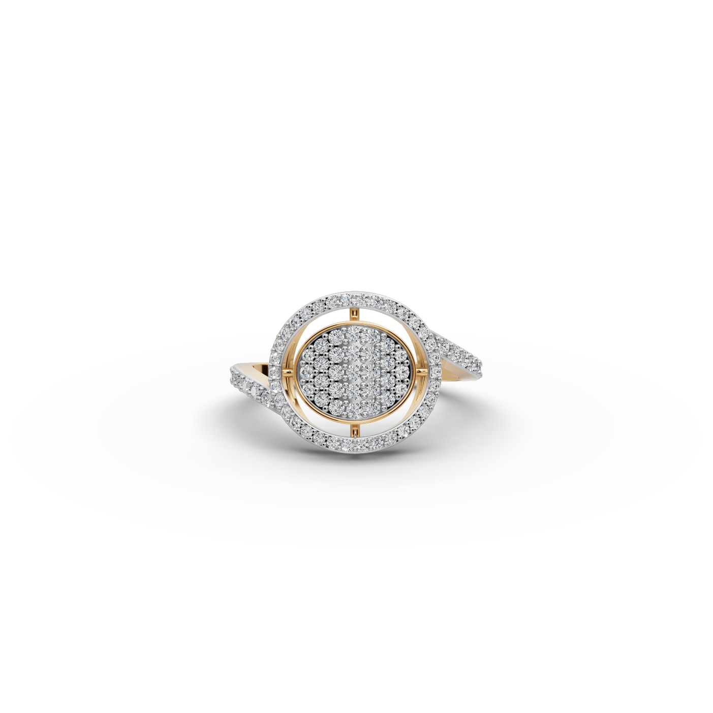 Pave Circle Halo Lab-Grown Diamond Ring