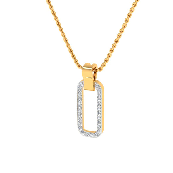 Rectangular Gold-Plated Pendant Necklace with Lab-Grown Diamonds