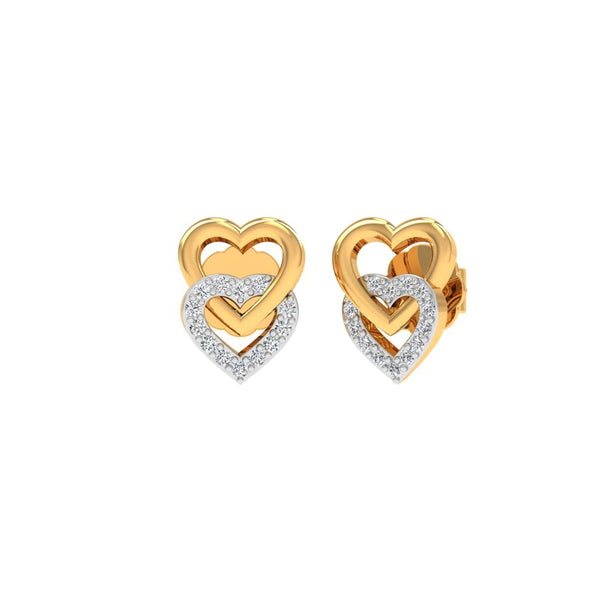 Interlocking Heart Diamond Stud Earrings