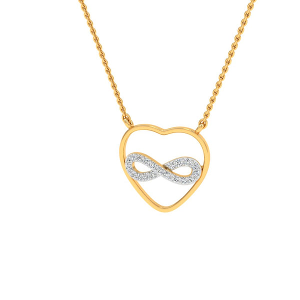 Heart and Infinity Gold-Plated Pendant Necklace with Lab-Grown Diamonds