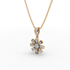 Floral Lab-Grown Diamond Gold Pendant