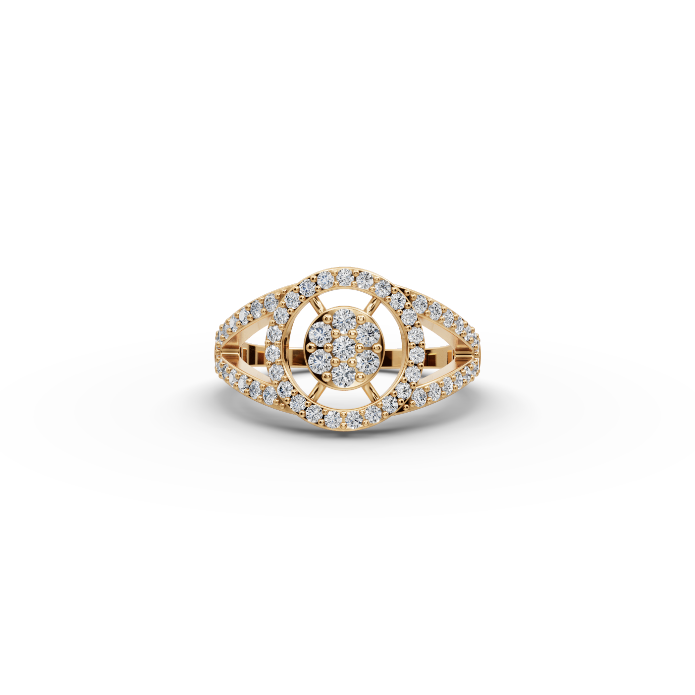 Split Band Cluster Lab-Grown Diamond Ring
