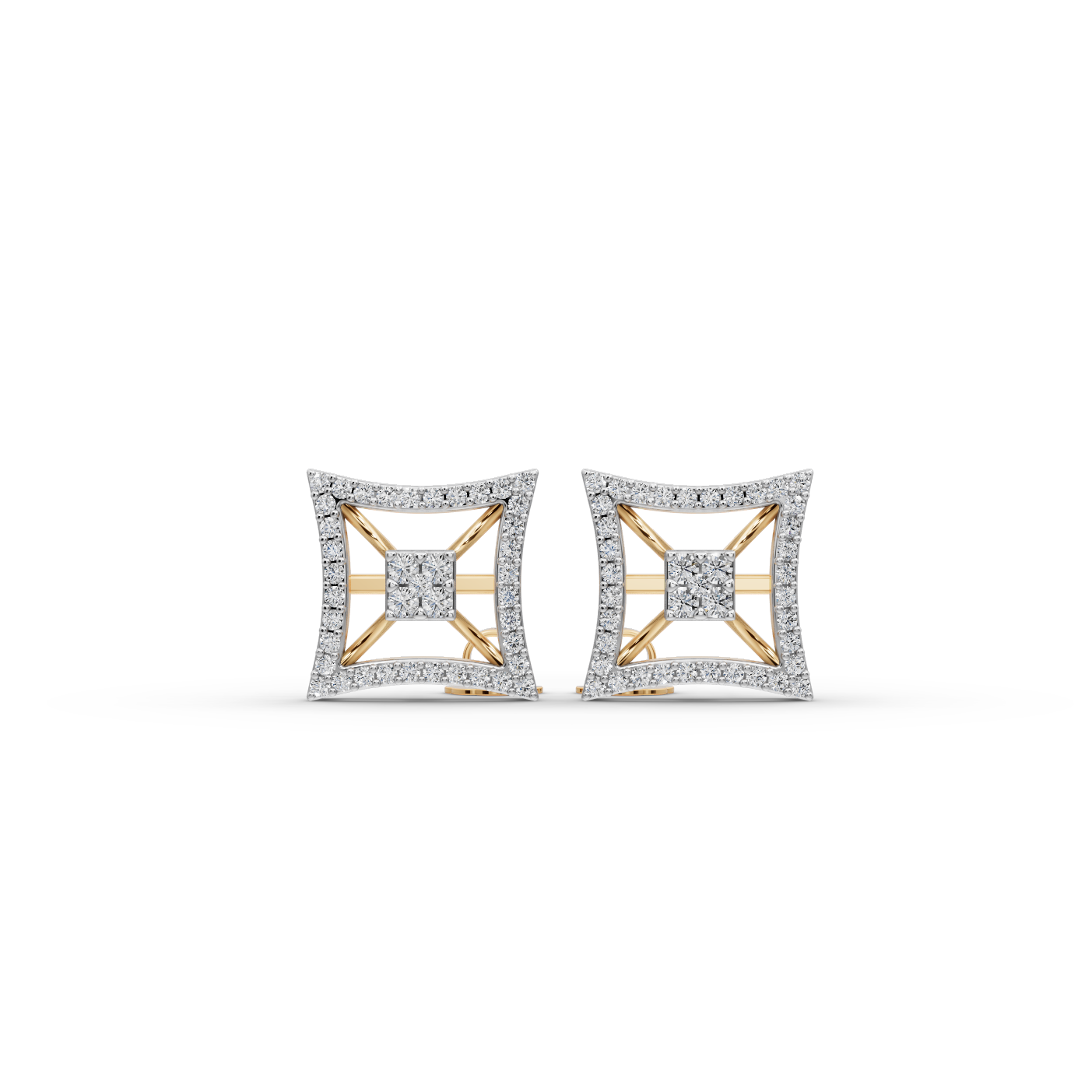 Square Halo Lab-Grown Diamond Earrings