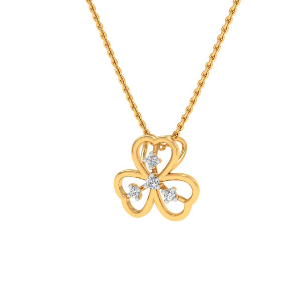 Gold-Plated Clover Pendant Necklace with Lab-Grown Diamonds