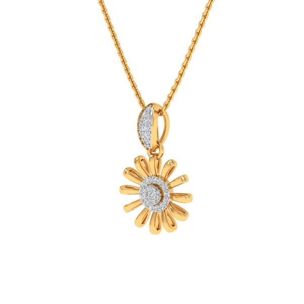 Radiant Sunburst Gold-Plated Pendant Necklace with Lab-Grown Diamonds