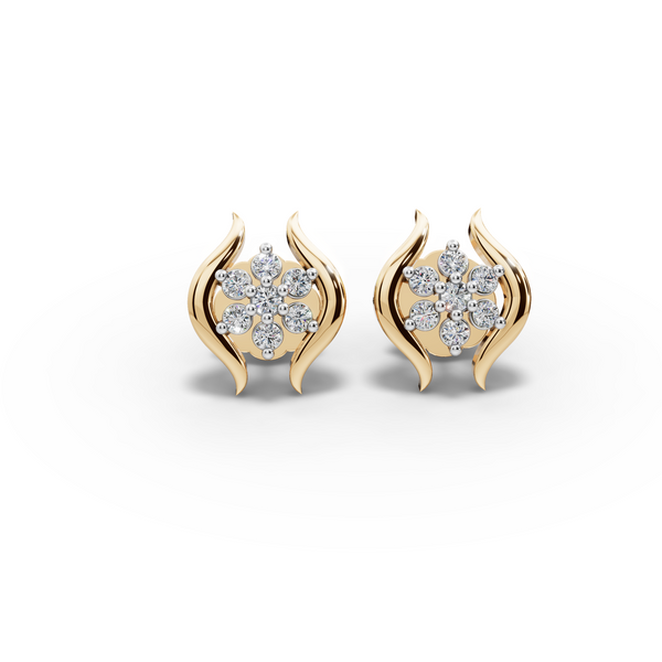 Elegant Floral Diamond Stud Earrings