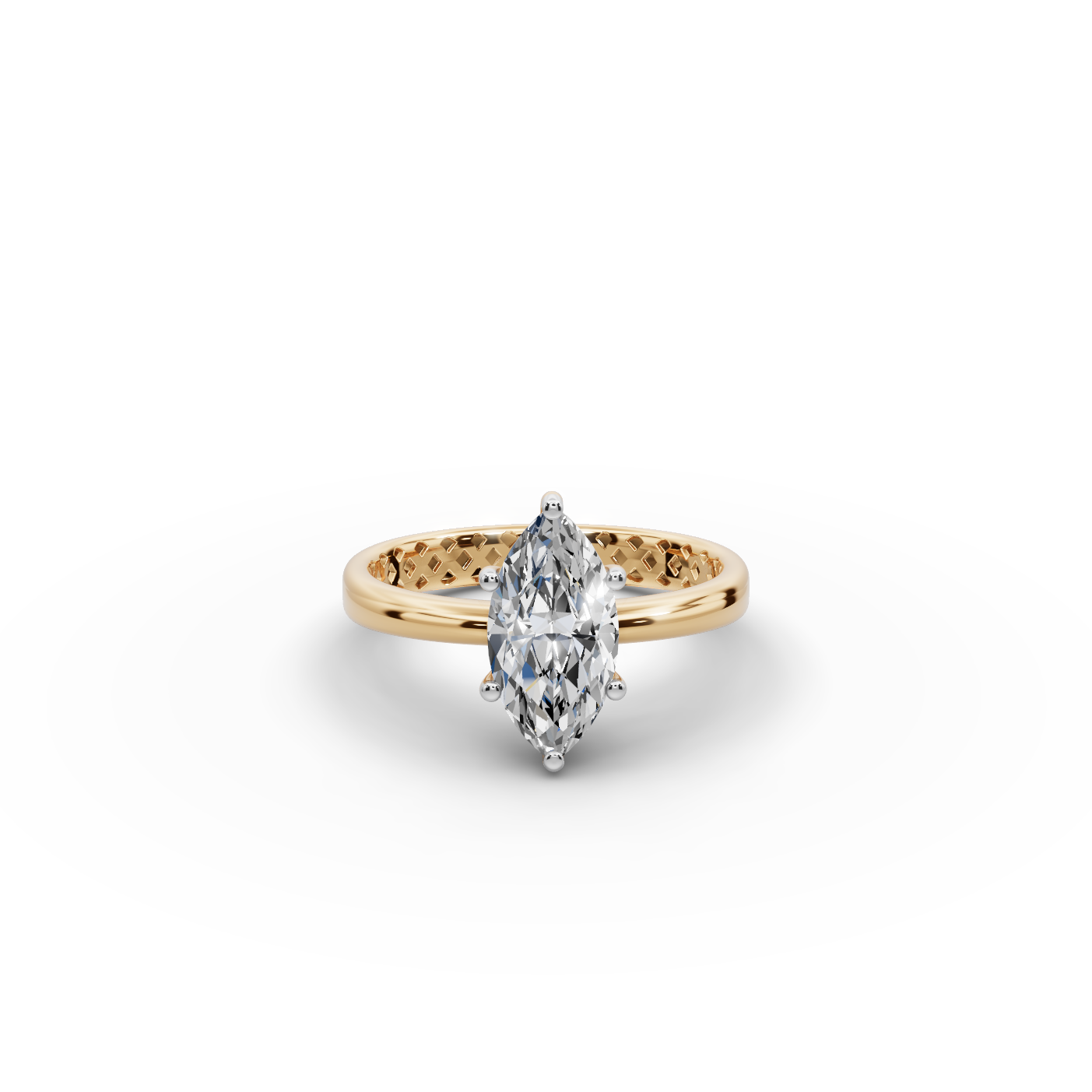 1.5 tcw Marquise Cut Diamond Gold Ring