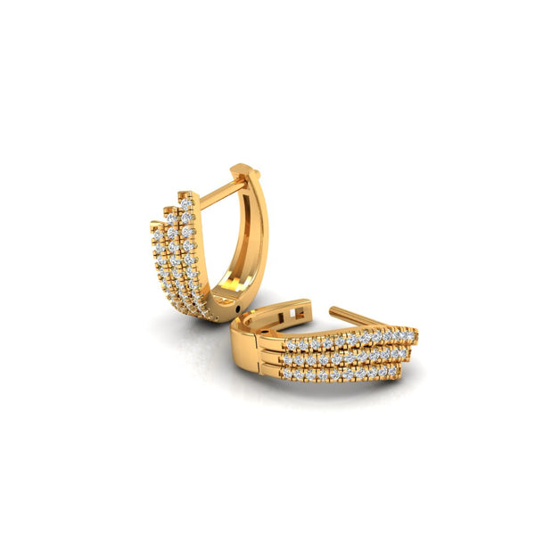 Triple Row Diamond Hoop Earrings