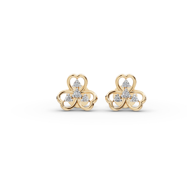 Elegant Diamond Stud Earrings in Intricate Gold Setting