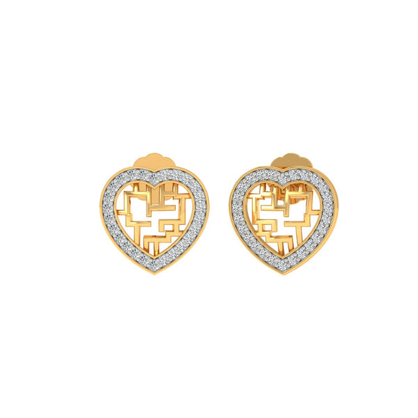 Geometric Heart Earrings with CVD Lab-Grown Diamonds