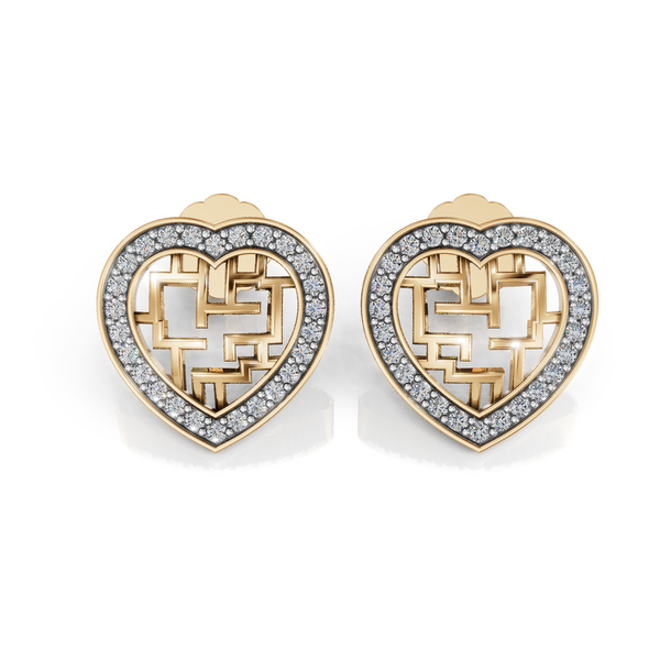 Geometric Heart Earrings with CVD Lab-Grown Diamonds