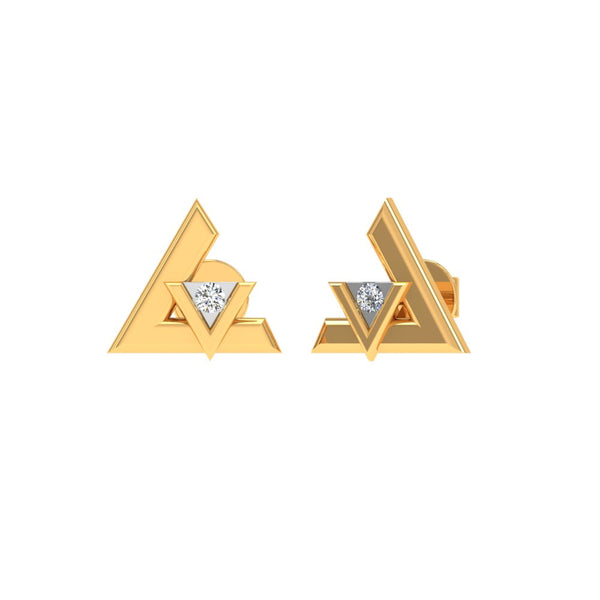 Modern Triangular Diamond Stud Earrings