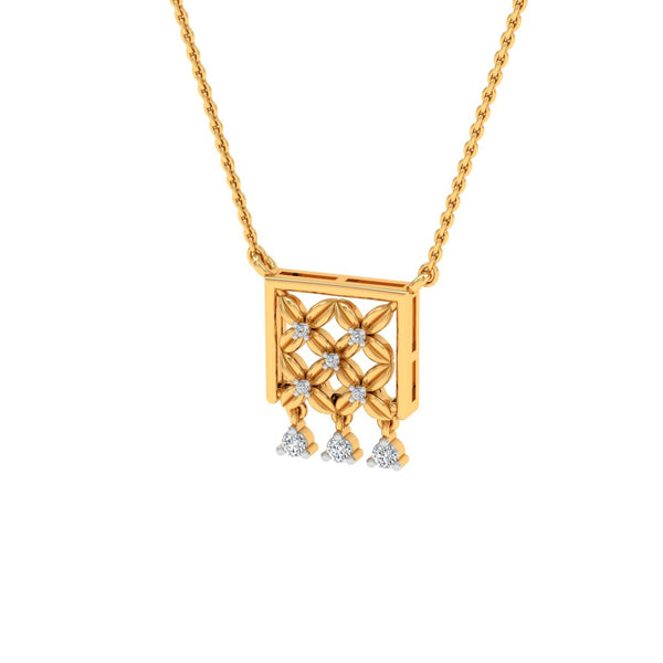 Floral Motif Gold-Plated Pendant Necklace with Lab-Grown Diamonds