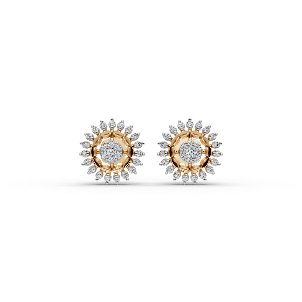 Sunburst Halo Lab-Grown Diamond Earrings
