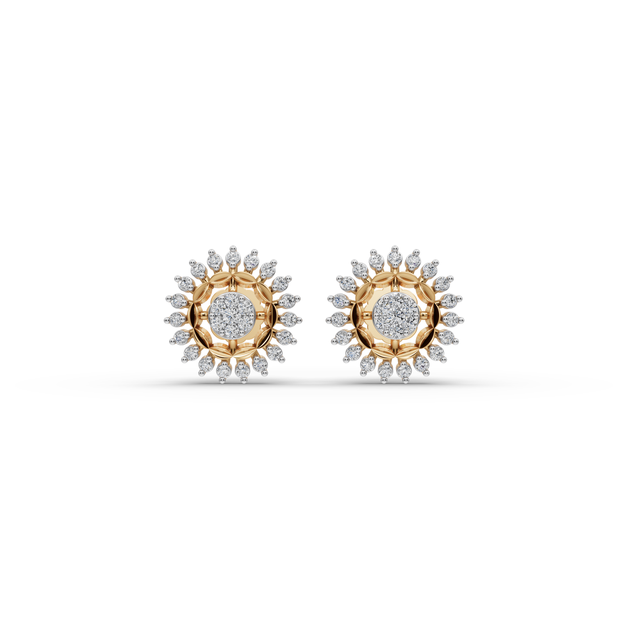 Sunburst Halo Lab-Grown Diamond Earrings