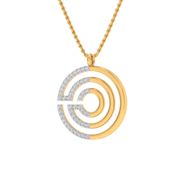 Modern Circular Gold-Plated Pendant with Lab-Grown Diamonds