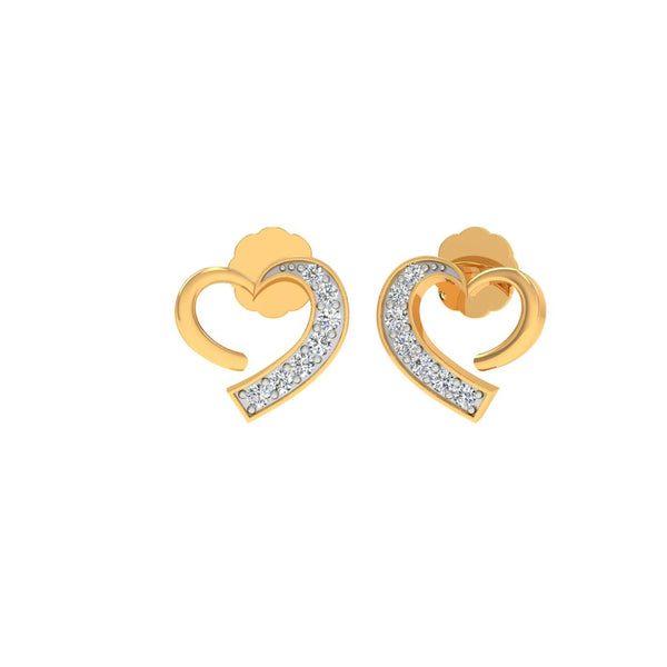 Heart-Shaped Diamond Stud Earrings