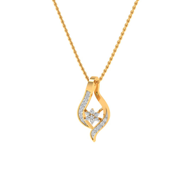 Flowing Gold-Plated Pendant Necklace with Lab-Grown Diamonds