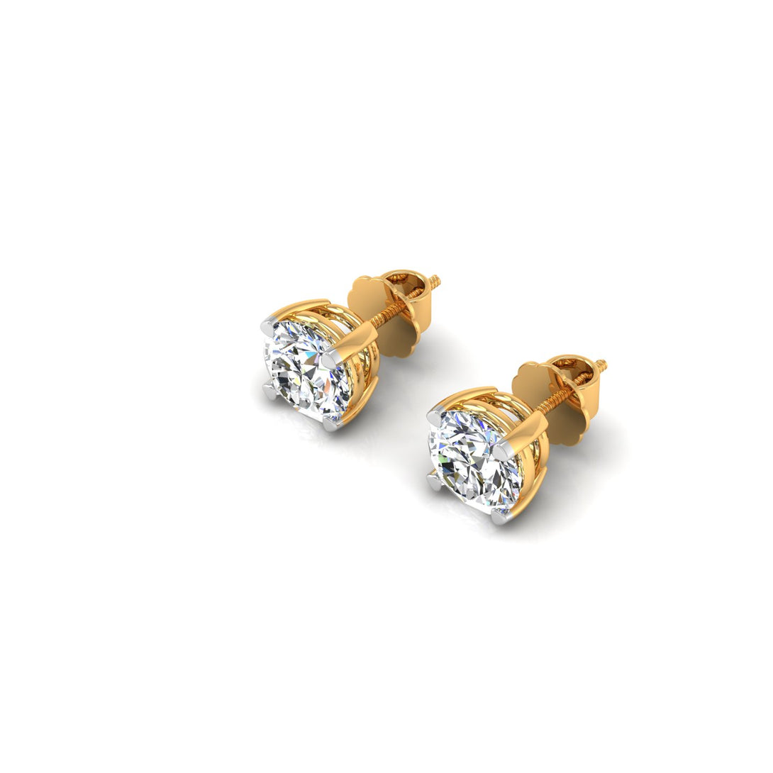 Classic Round Solitaire Stud Earrings with 2.00 Ct. CVD Lab-Grown Diamonds.