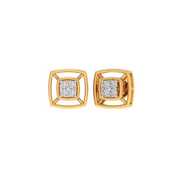 Elegant Square Gold and Diamond Earrings