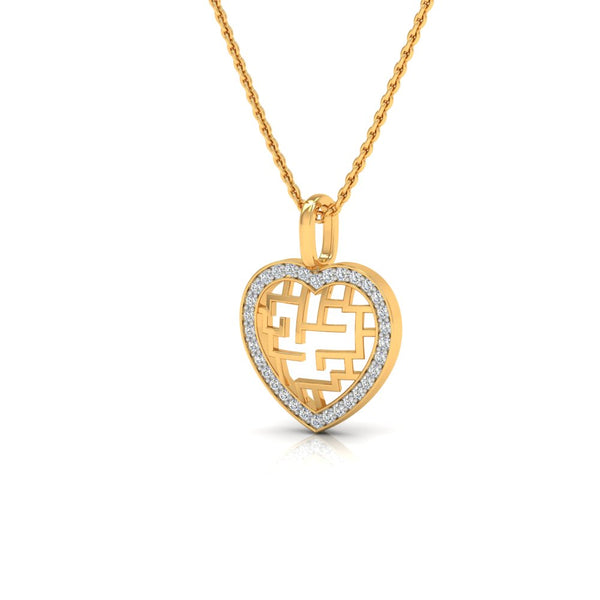 Gold-Plated Heart Maze Pendant with Lab-Grown Diamonds