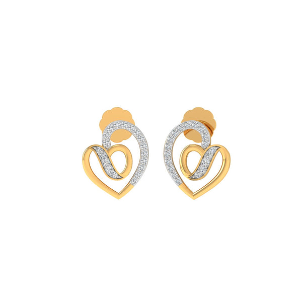 Double Curve Heart Earrings with CVD Lab-Grown Diamonds