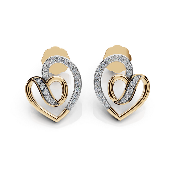 Double Curve Heart Earrings with CVD Lab-Grown Diamonds