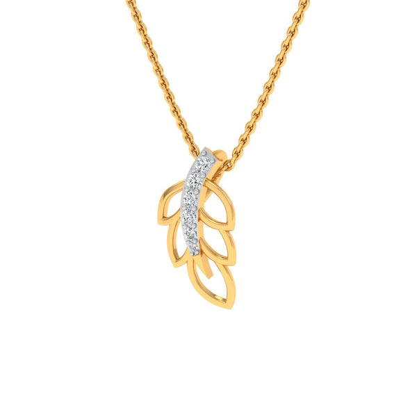 Gold-Plated Leaf Pendant Necklace with Lab-Grown Diamonds