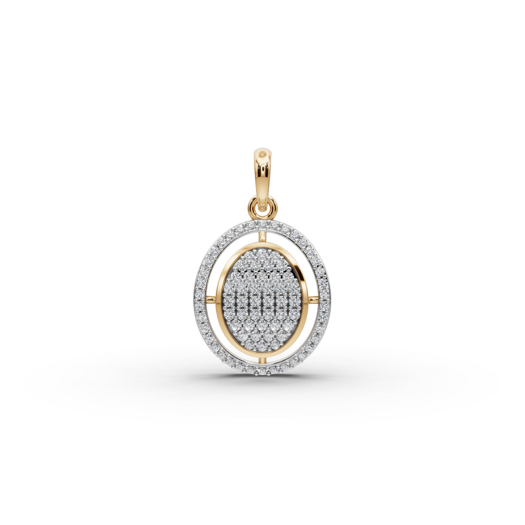 Dual Oval Lab-Grown Diamond Gold Pendant