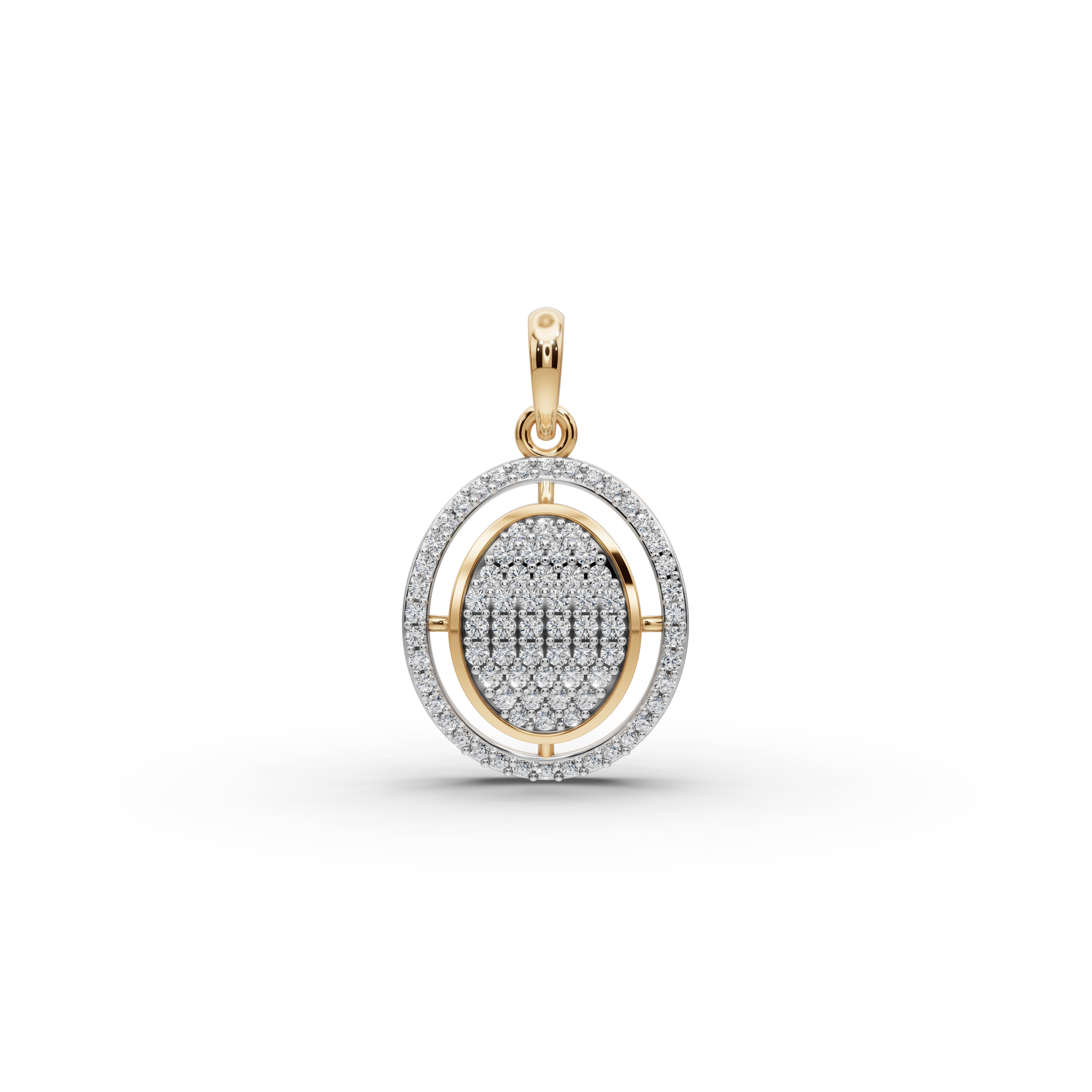 Dual Oval Lab-Grown Diamond Gold Pendant