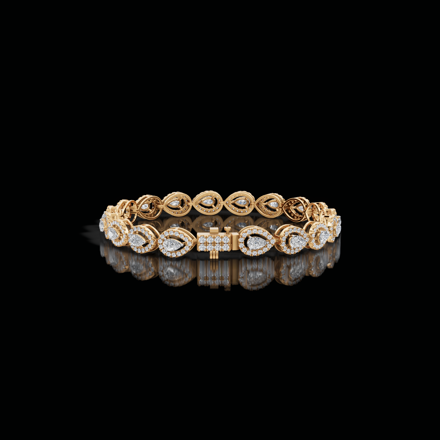 Elegant Pear Lab-Grown CVD Diamond Tennis Bracelet