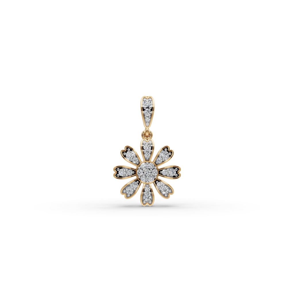 Floral Lab-Grown Diamond Gold Pendant