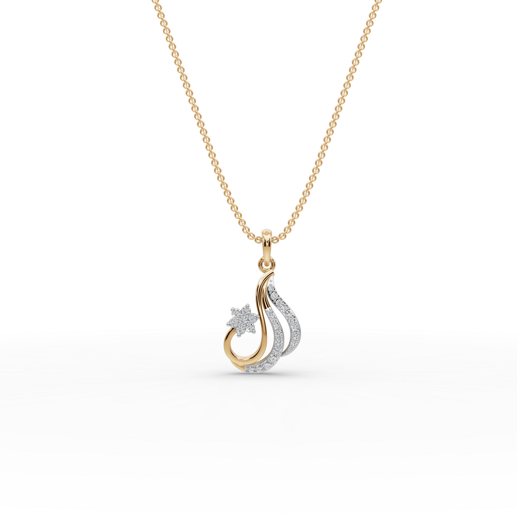 Swirl Floral Lab-Grown Diamond Gold Pendant