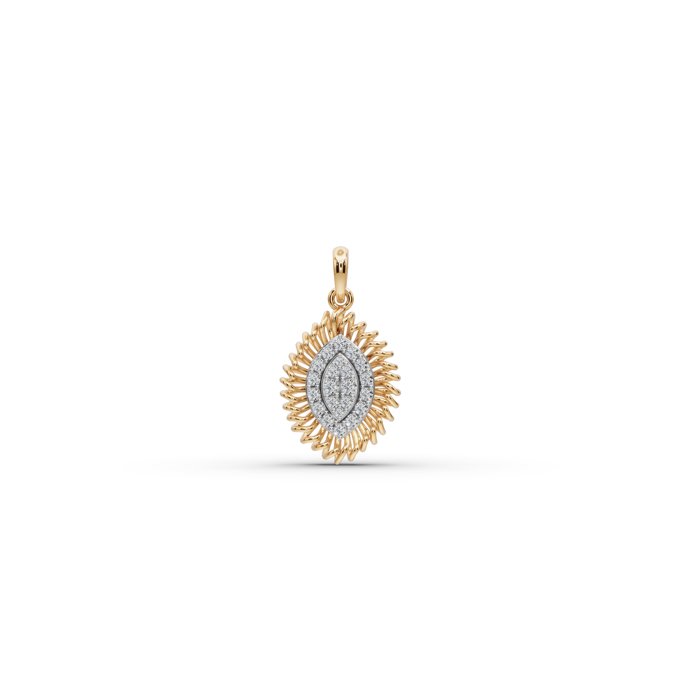 Leaf Radiant Lab-Grown Diamond Gold Pendant