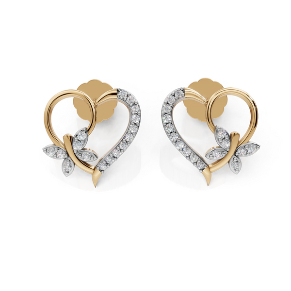Heart and Butterfly Earrings with CVD Lab-Grown Diamonds