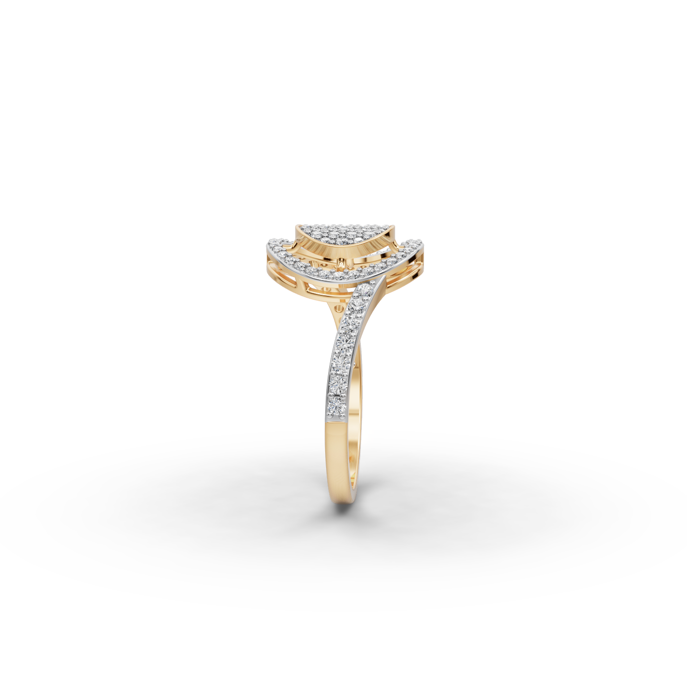 Pave Circle Halo Lab-Grown Diamond Ring