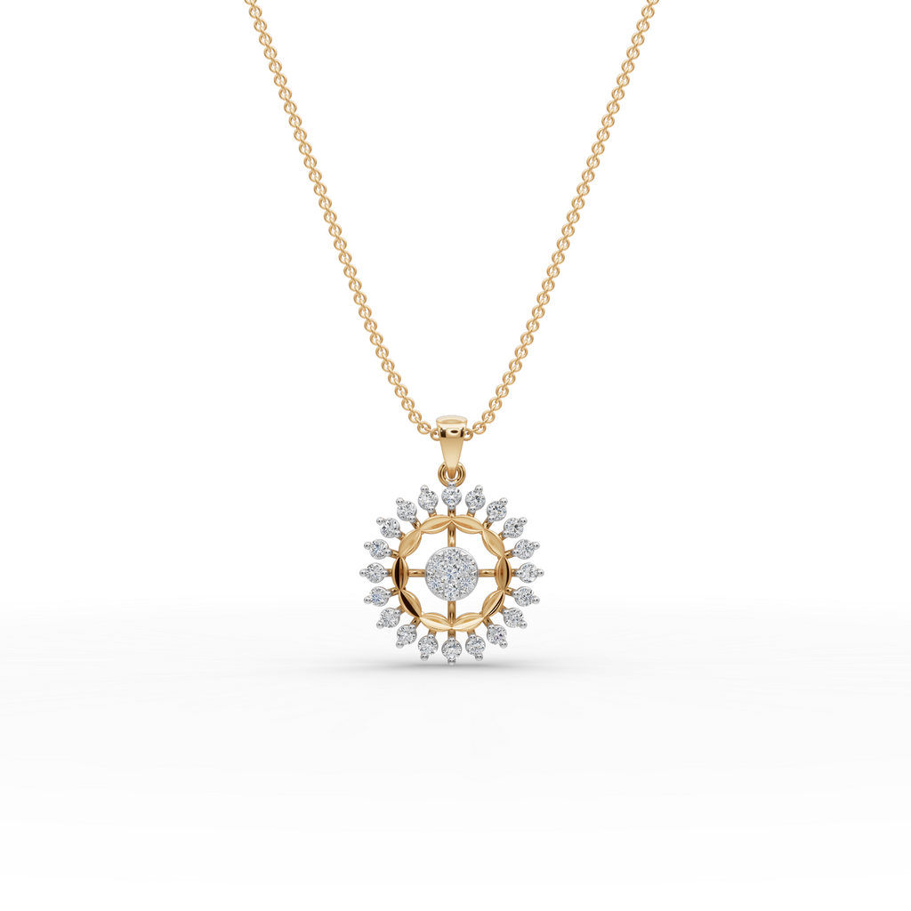 Sunburst Floral Lab-Grown Diamond Pendant