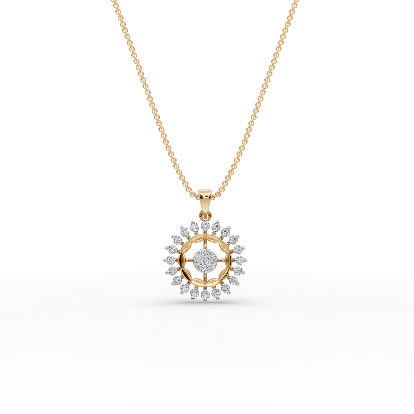 Sunburst Floral Lab-Grown Diamond Pendant