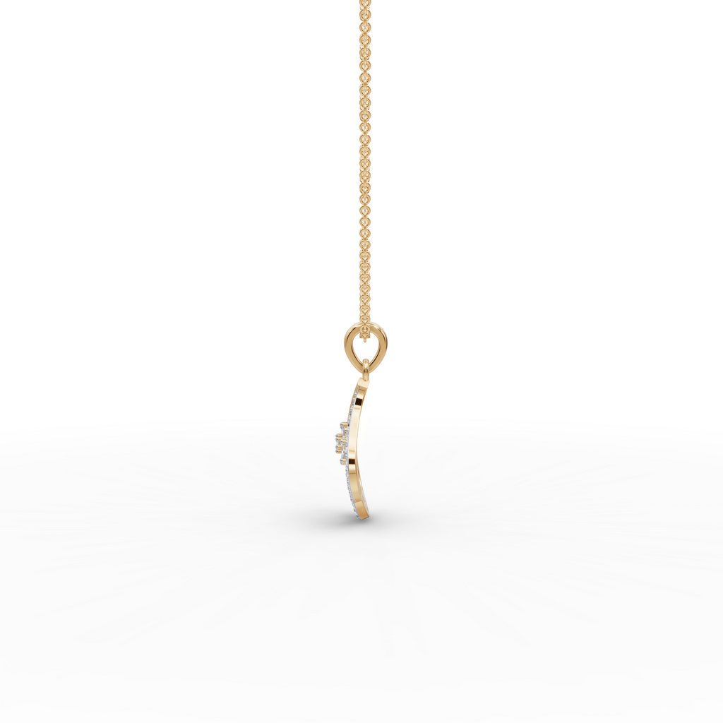 Swirl Floral Lab-Grown Diamond Gold Pendant