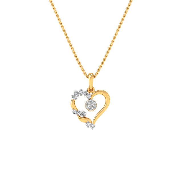 Floral Accent Heart Pendant with CVD Lab-Grown Diamonds