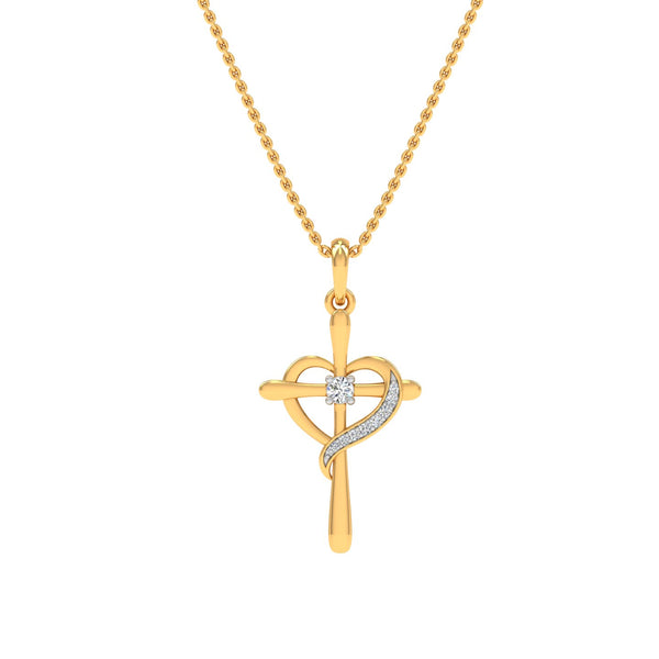 Cross and Heart Pendant with CVD Lab-Grown Diamonds