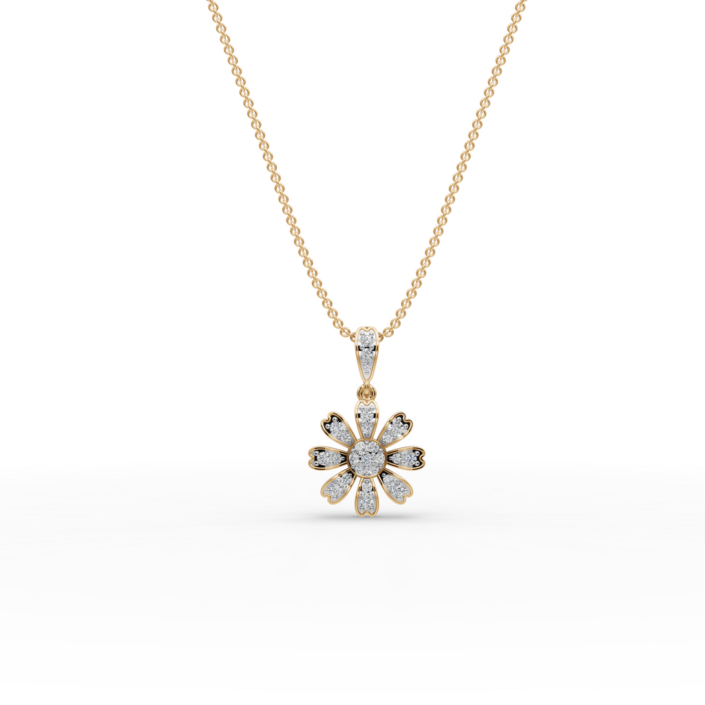 Floral Lab-Grown Diamond Gold Pendant