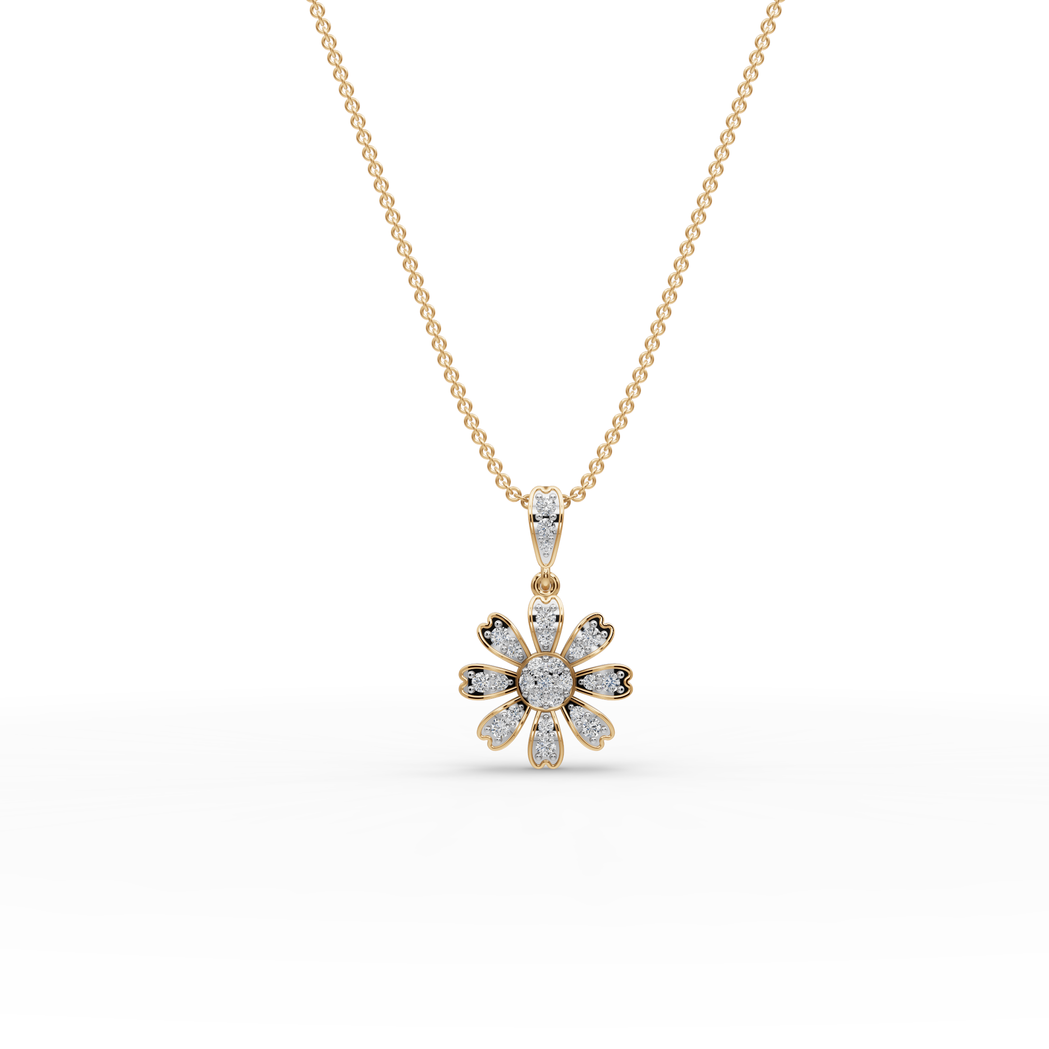 Floral Lab-Grown Diamond Gold Pendant
