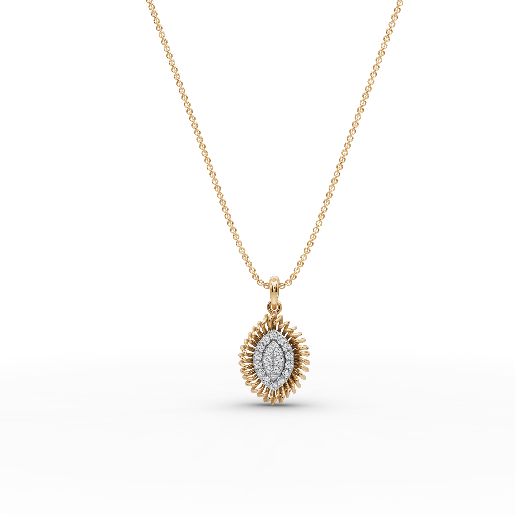Leaf Radiant Lab-Grown Diamond Gold Pendant