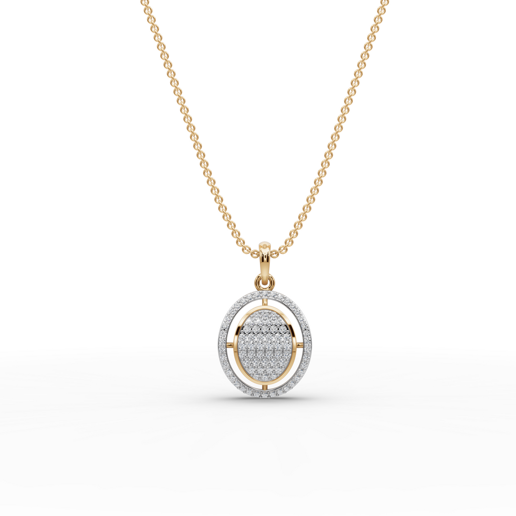 Dual Oval Lab-Grown Diamond Gold Pendant