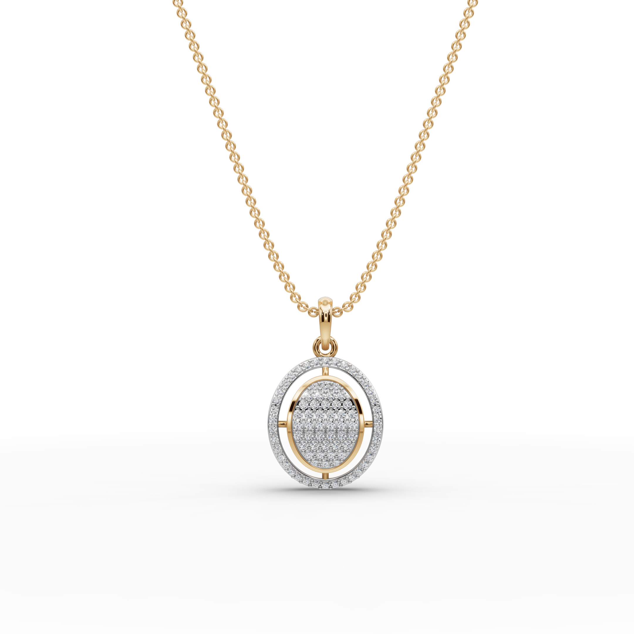 Dual Oval Lab-Grown Diamond Gold Pendant