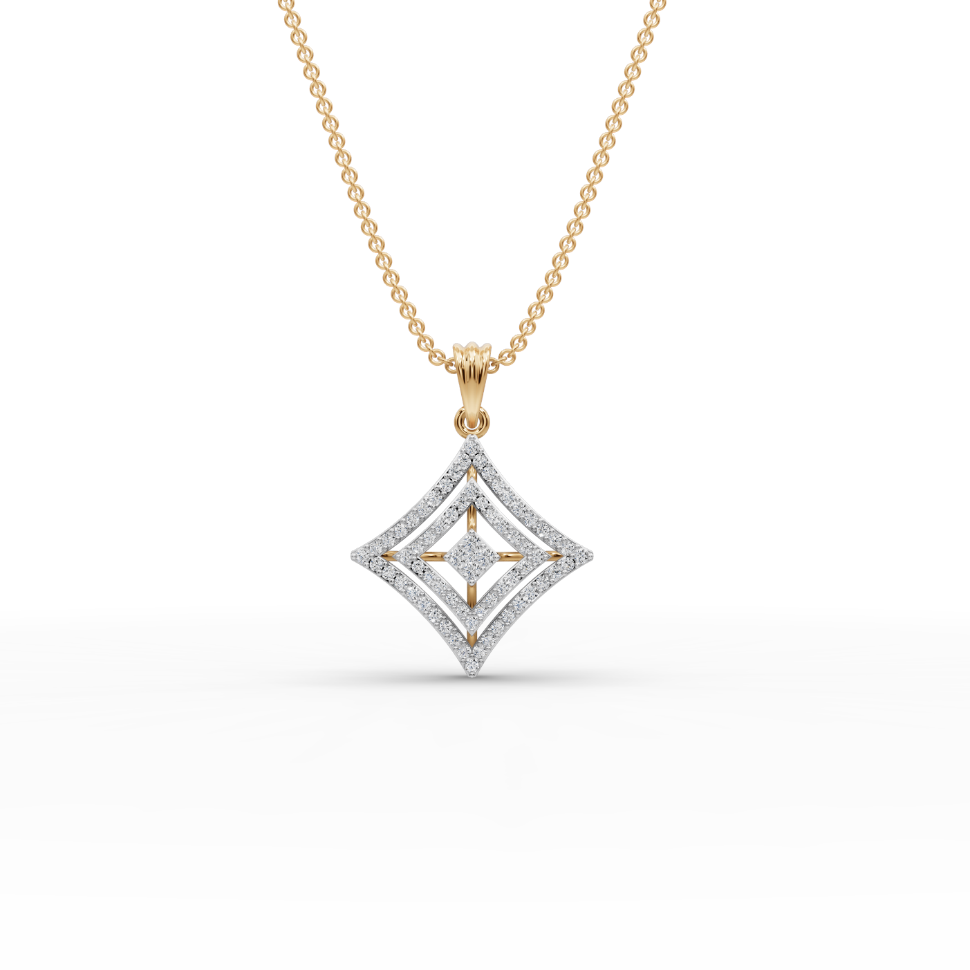 Diamond Shape Lab-Grown Gold Pendant