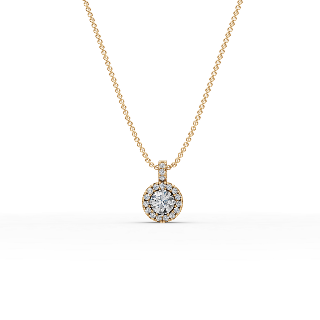1.00 ct Romantic Lab Grown Round Diamond Halo Pendant