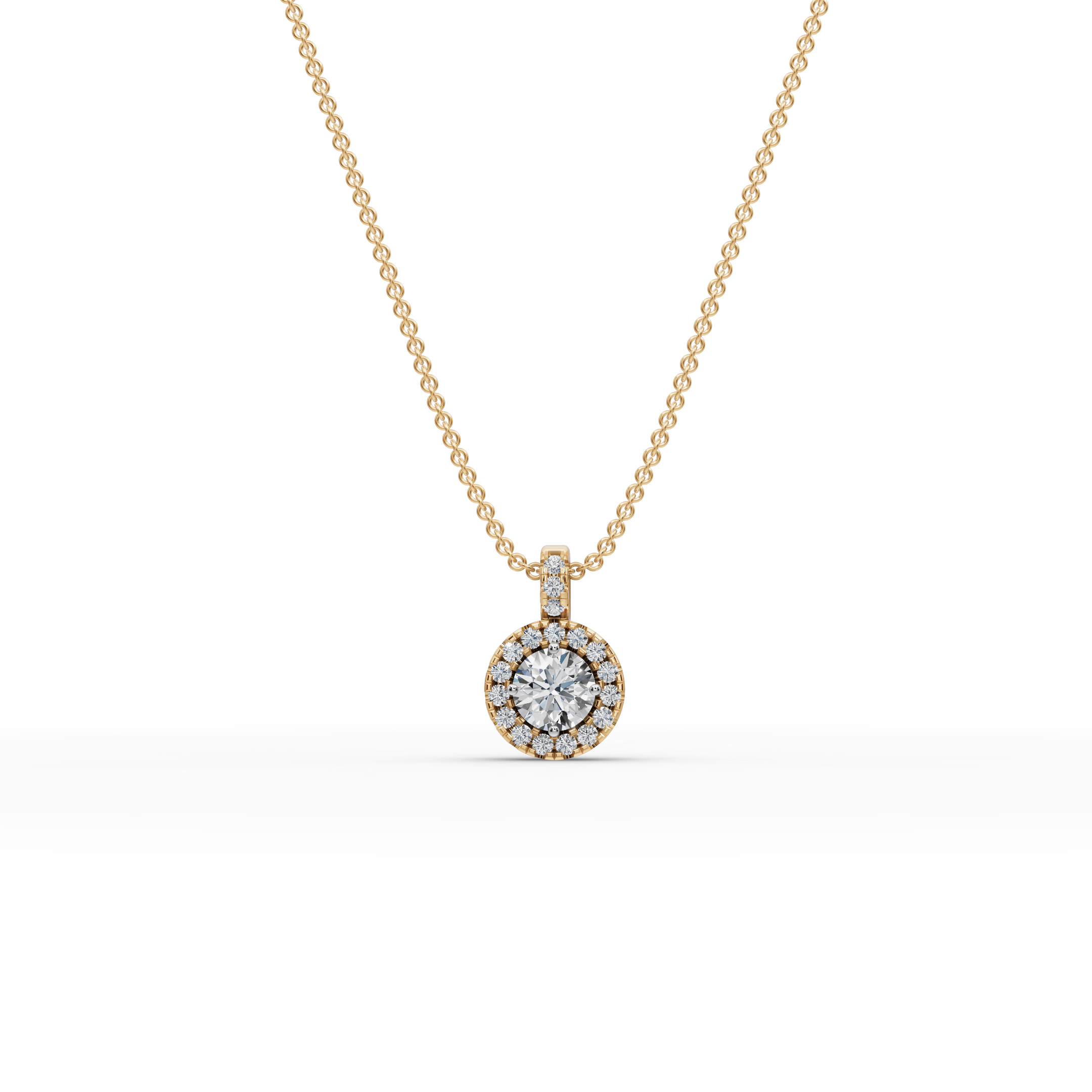 1.00 ct Romantic Lab Grown Round Diamond Halo Pendant