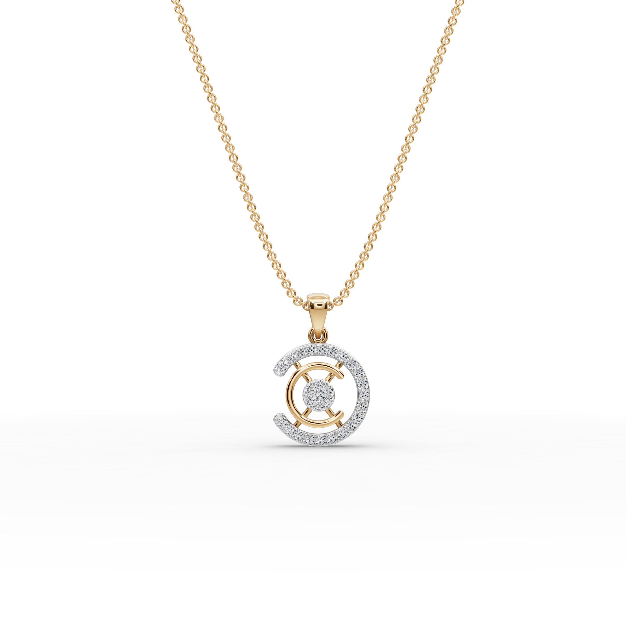 Contemporary Circle Lab-Grown Diamond Pendant